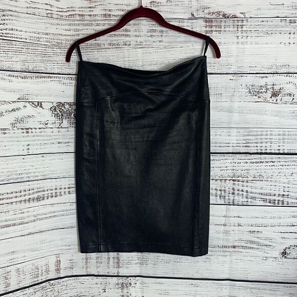 GBTSO Revolve Skirt Womens Sz 0 lambskin Genuine leather Lycra Mini Pencil Black - Picture 3 of 8